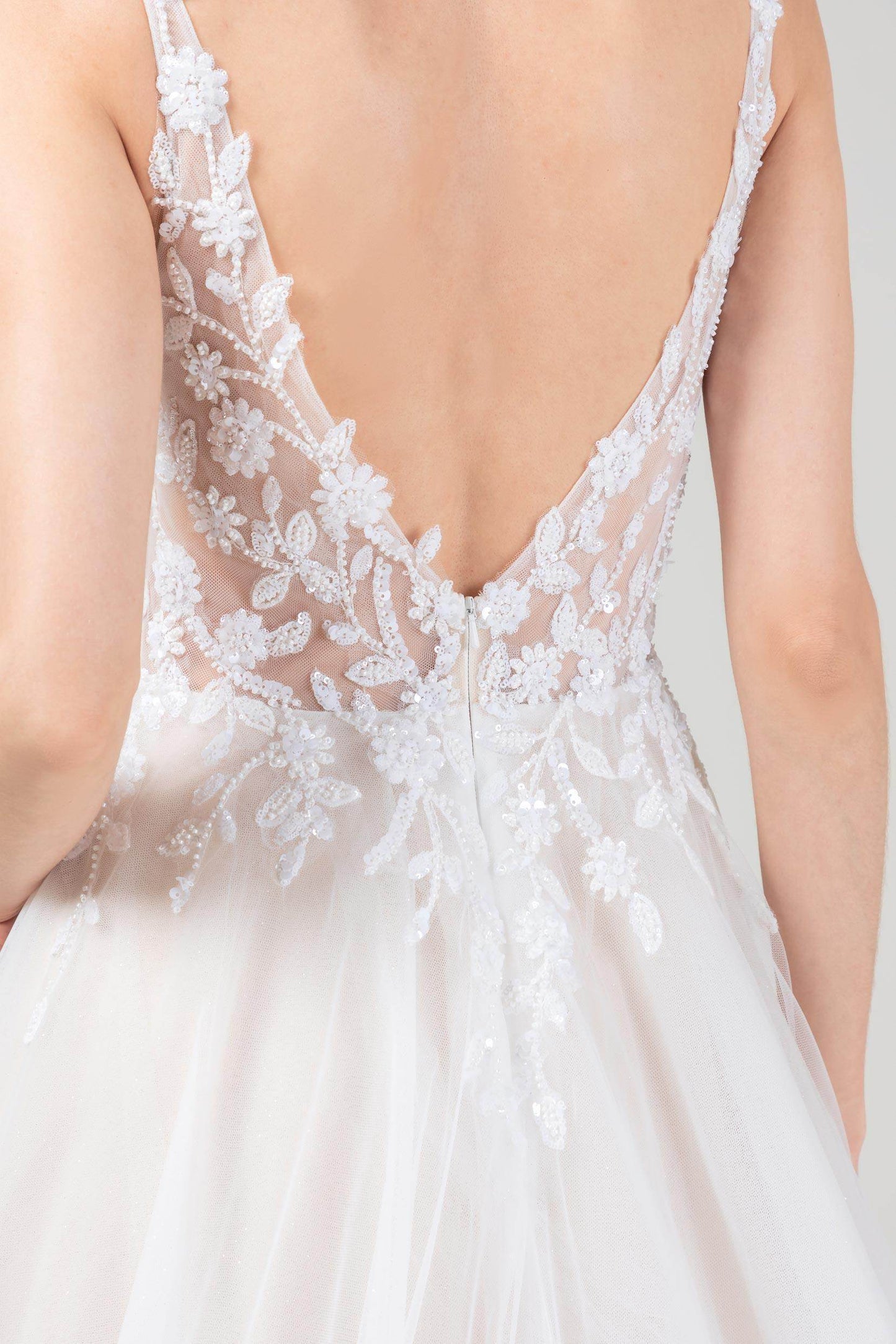 A-Line Court Train Tulle Lace Wedding Dress CW2585CR - COCOMELODY
