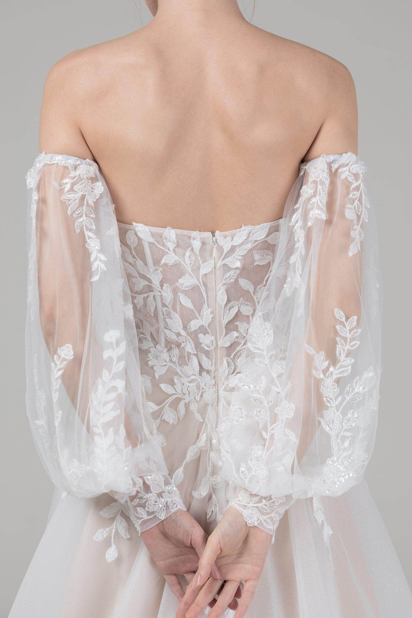 A-Line Court Train Tulle Wedding Dress CW2586