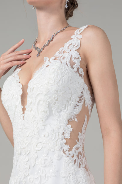 Trumpet-Mermaid Court Train Tulle Lace Wedding Dress CW2589