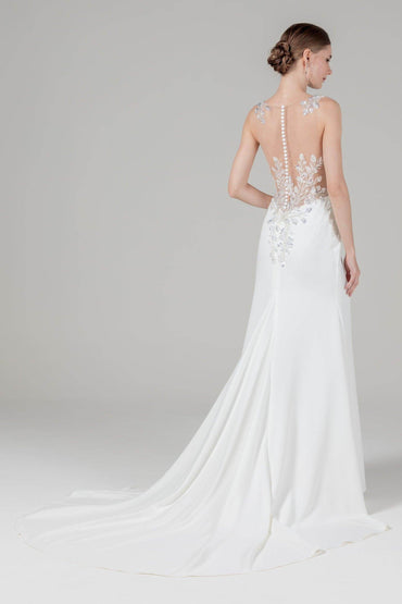 Trumpet Court Train Elastic Cloth Wedding Dress CW2591 - COCOMELODY