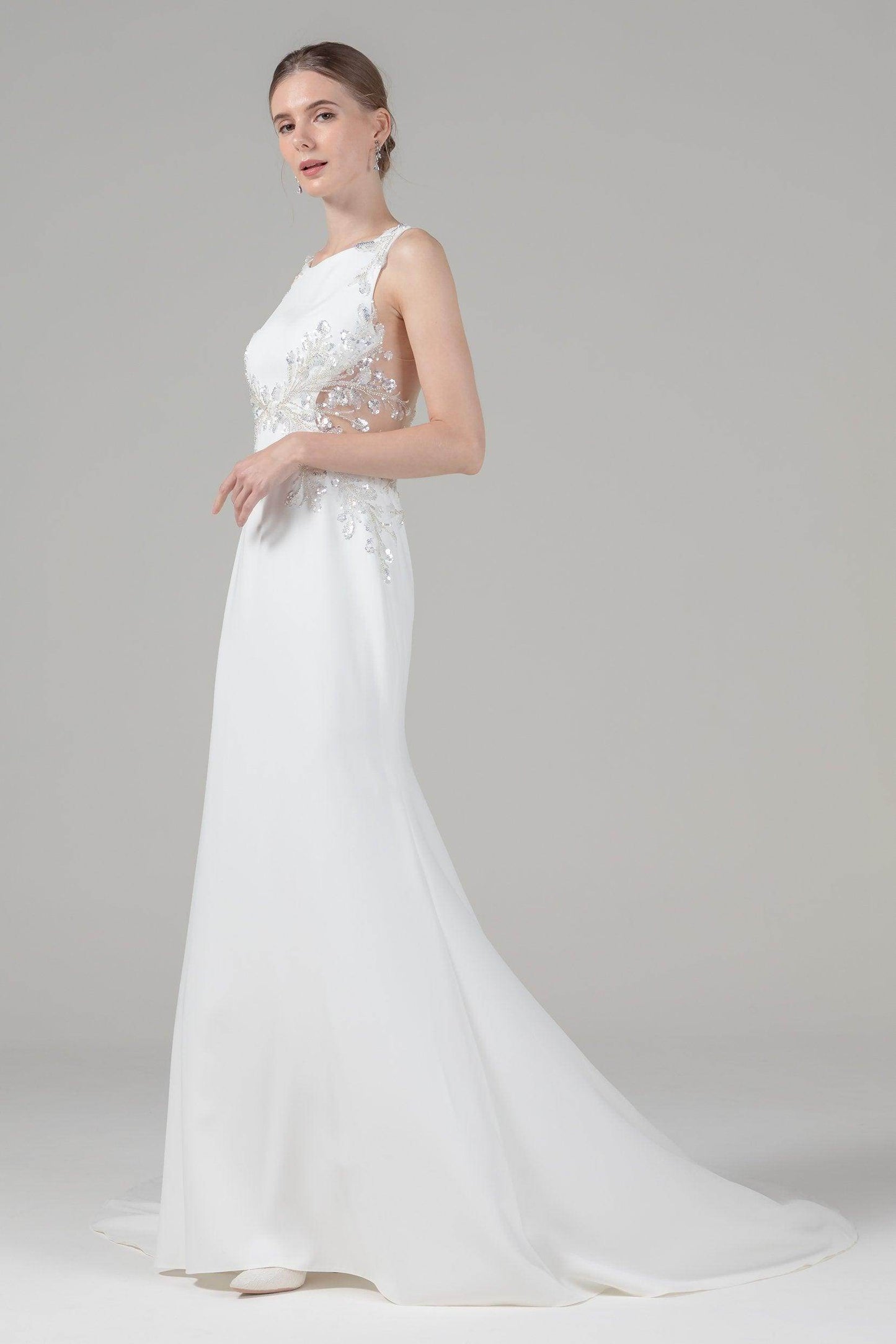 Trumpet Court Train Elastic Cloth Wedding Dress CW2591 - COCOMELODY