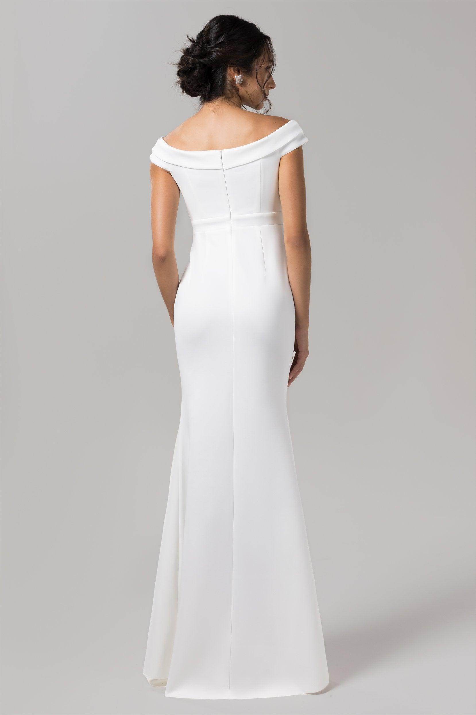 Mermaid Sweep-Brush Train Elastic Knitted Fabric Wedding Dress CW2602 - COCOMELODY