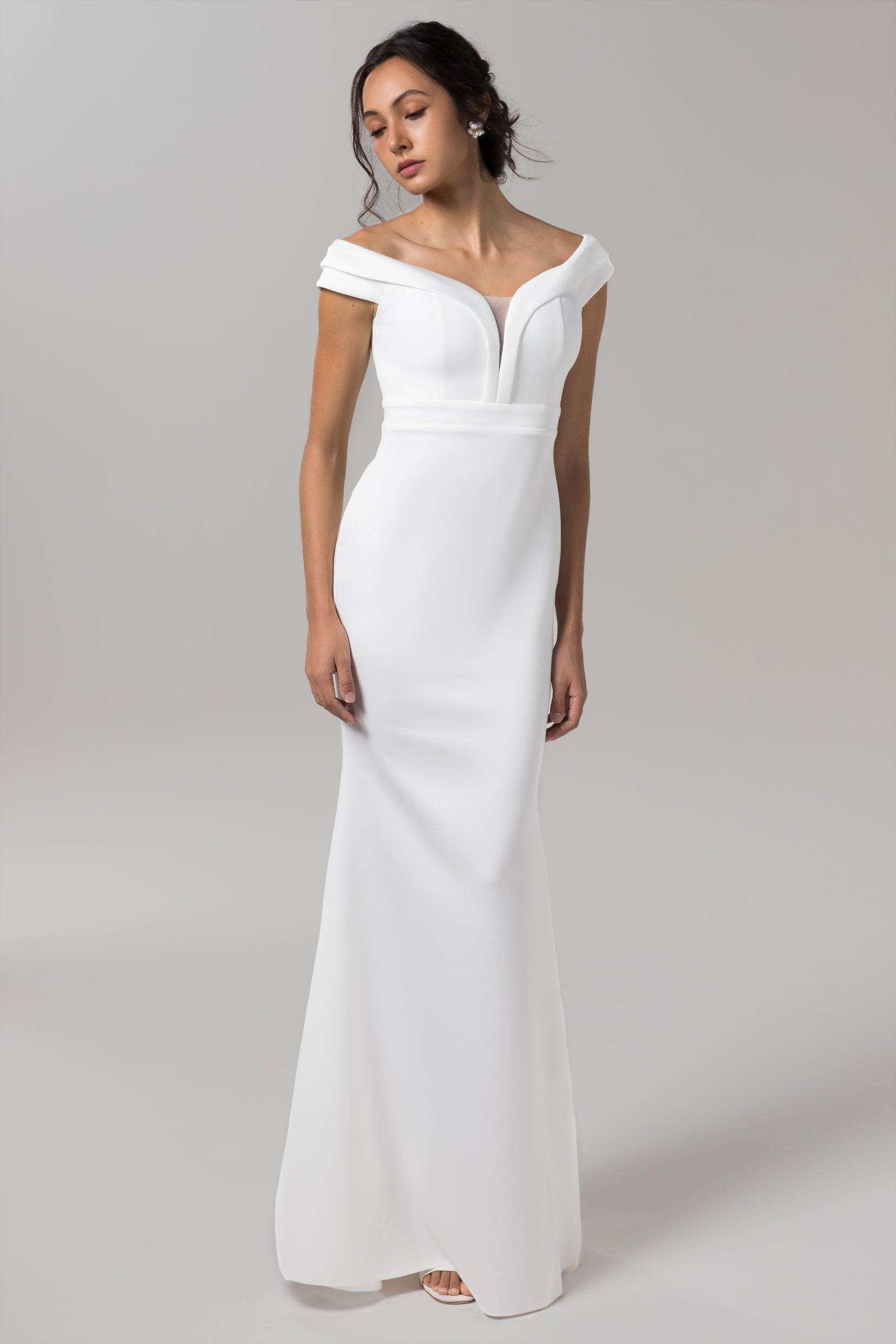 Mermaid Sweep-Brush Train Elastic Knitted Fabric Wedding Dress CW2602 - COCOMELODY