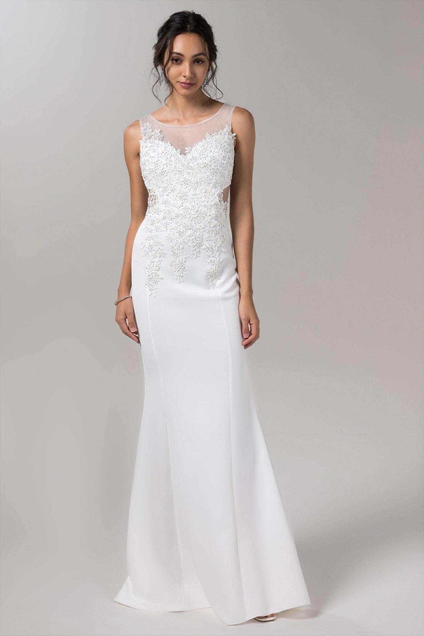 Mermaid Sweep-Brush Train Elastic Knitted Fabric Wedding Dress CW2609 - COCOMELODY