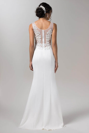 Mermaid Sweep-Brush Train Elastic Knitted Fabric Wedding Dress CW2609 - COCOMELODY