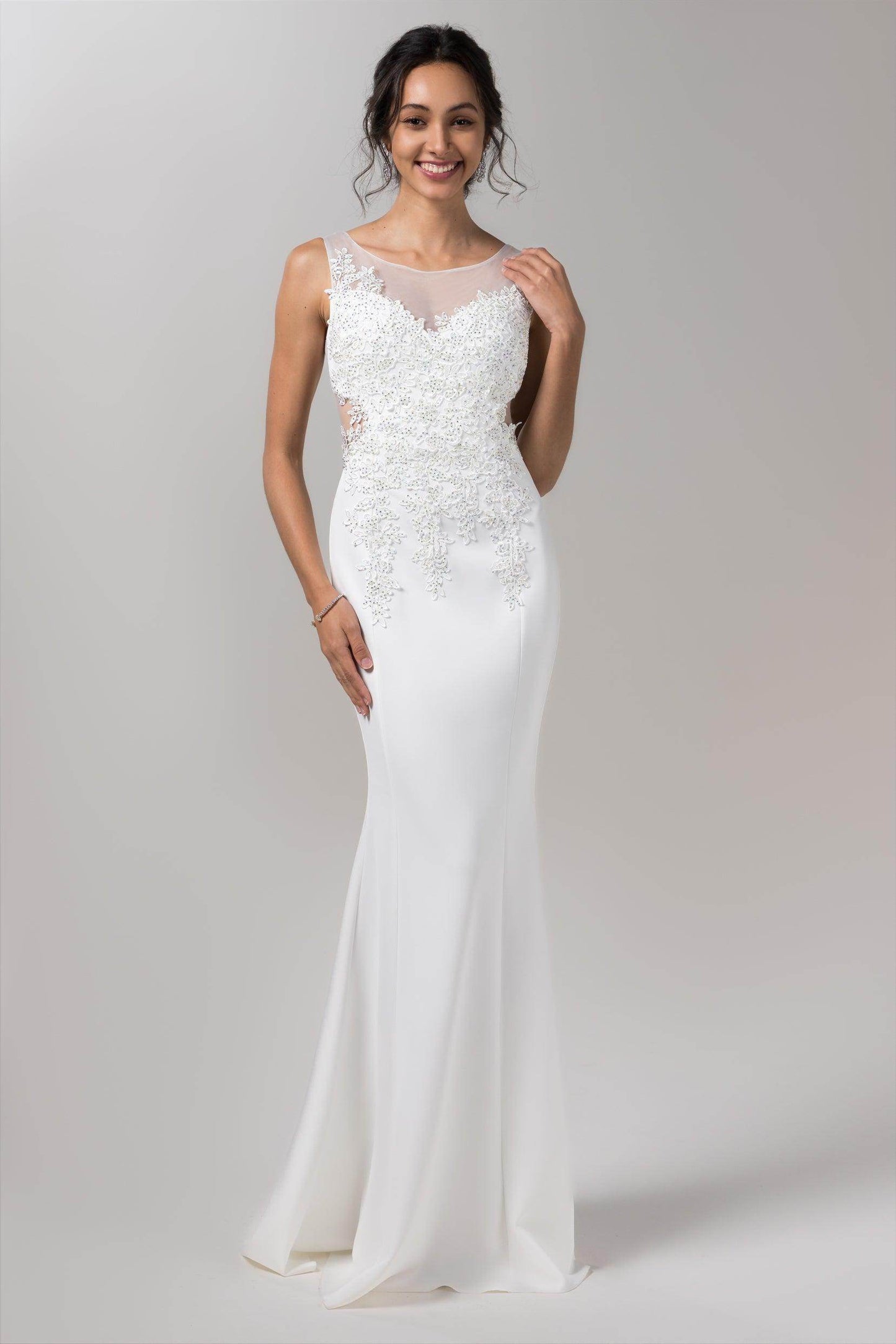 Mermaid Sweep-Brush Train Elastic Knitted Fabric Wedding Dress CW2609 - COCOMELODY