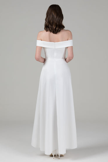 Sheath-Column Floor Length Elastic Knitted Fabric Wedding Dress CW2614