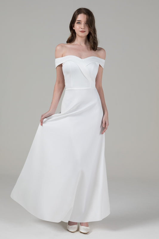 Sheath-Column Floor Length Elastic Knitted Fabric Wedding Dress CW2614