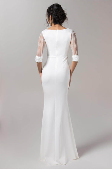 Mermaid Floor Length Elastic Knitted Fabric Wedding Dress CW2617 - COCOMELODY
