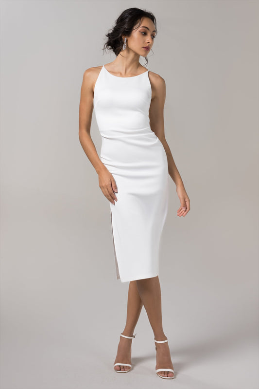 Sheath-Column Knee Length Elastic Knitted Fabric Wedding Dress CW2638