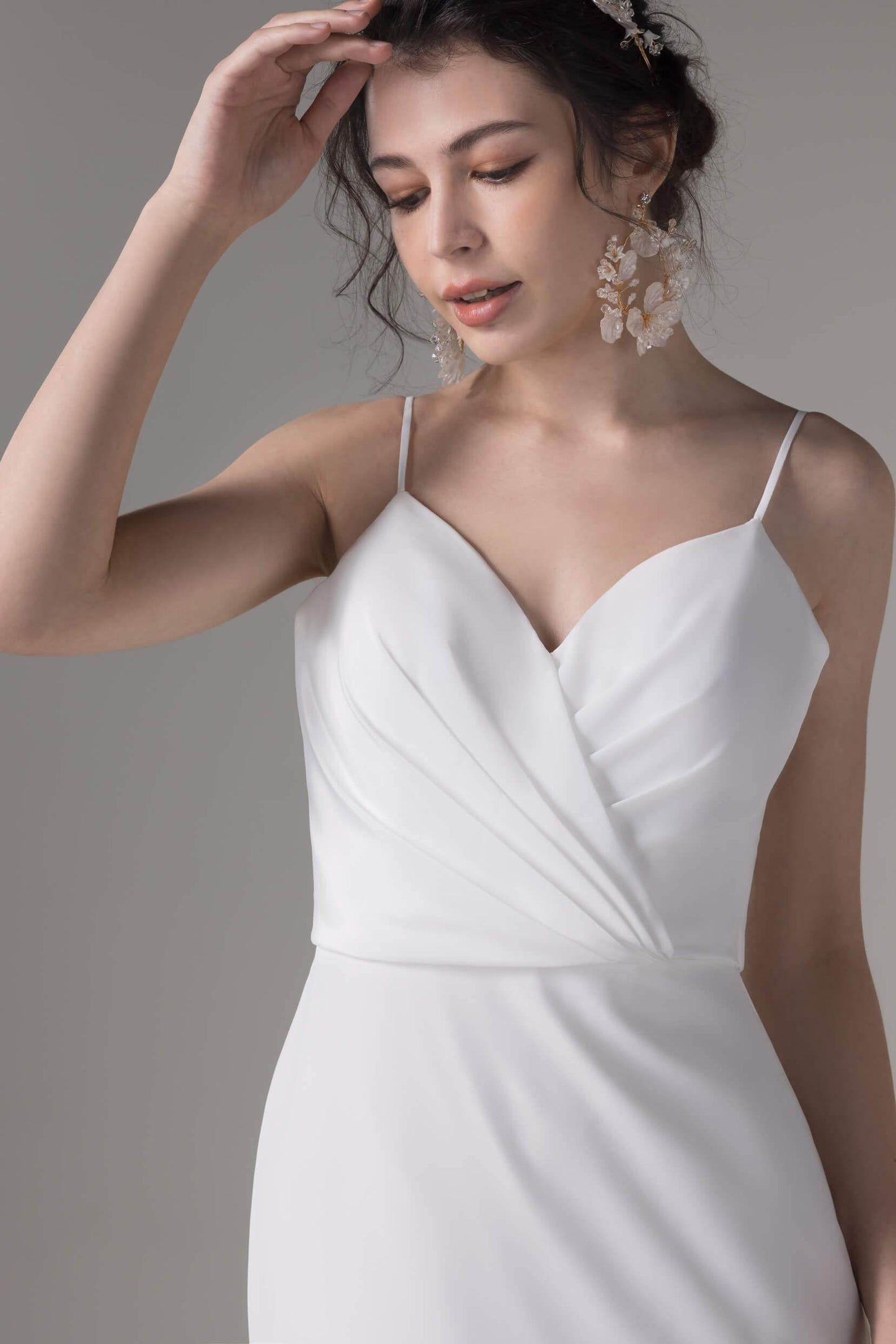 Sheath-Column Court Train Satin Chiffon Wedding Dress CW2656 - COCOMELODY