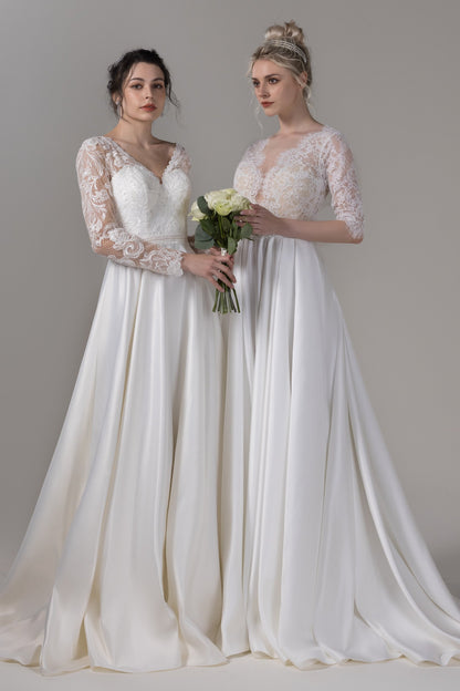 A-Line Court Train Lace Wedding Dress CW2664