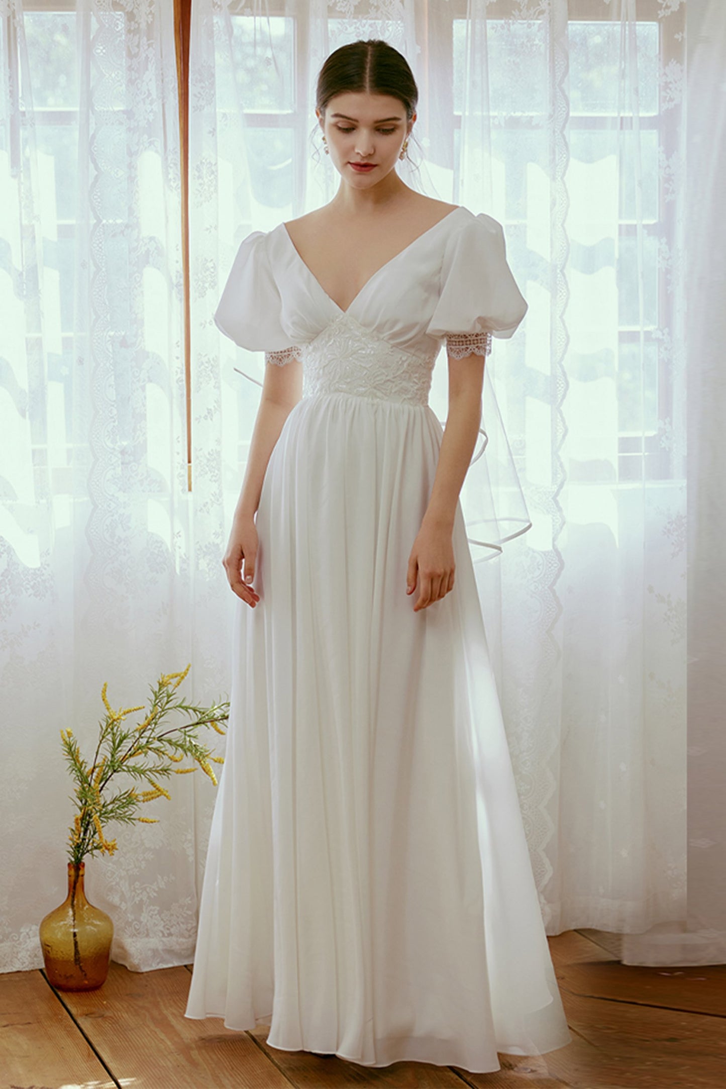 Sheath Floor Length Elastic Cloth Wedding Dress CW2676