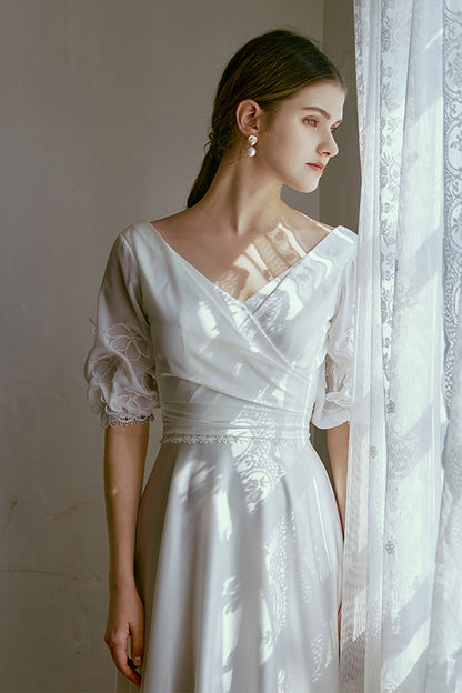 Sheath Floor Length Elastic Cloth Wedding Dress CW2677