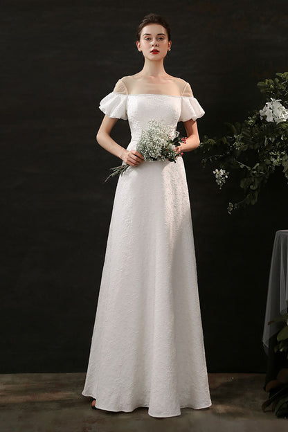 Sheath-Column Floor Length Satin Wedding Dress CW2691