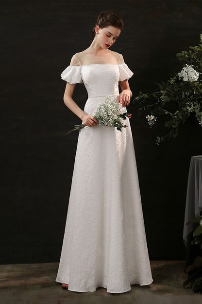 Sheath-Column Floor Length Satin Wedding Dress CW2691