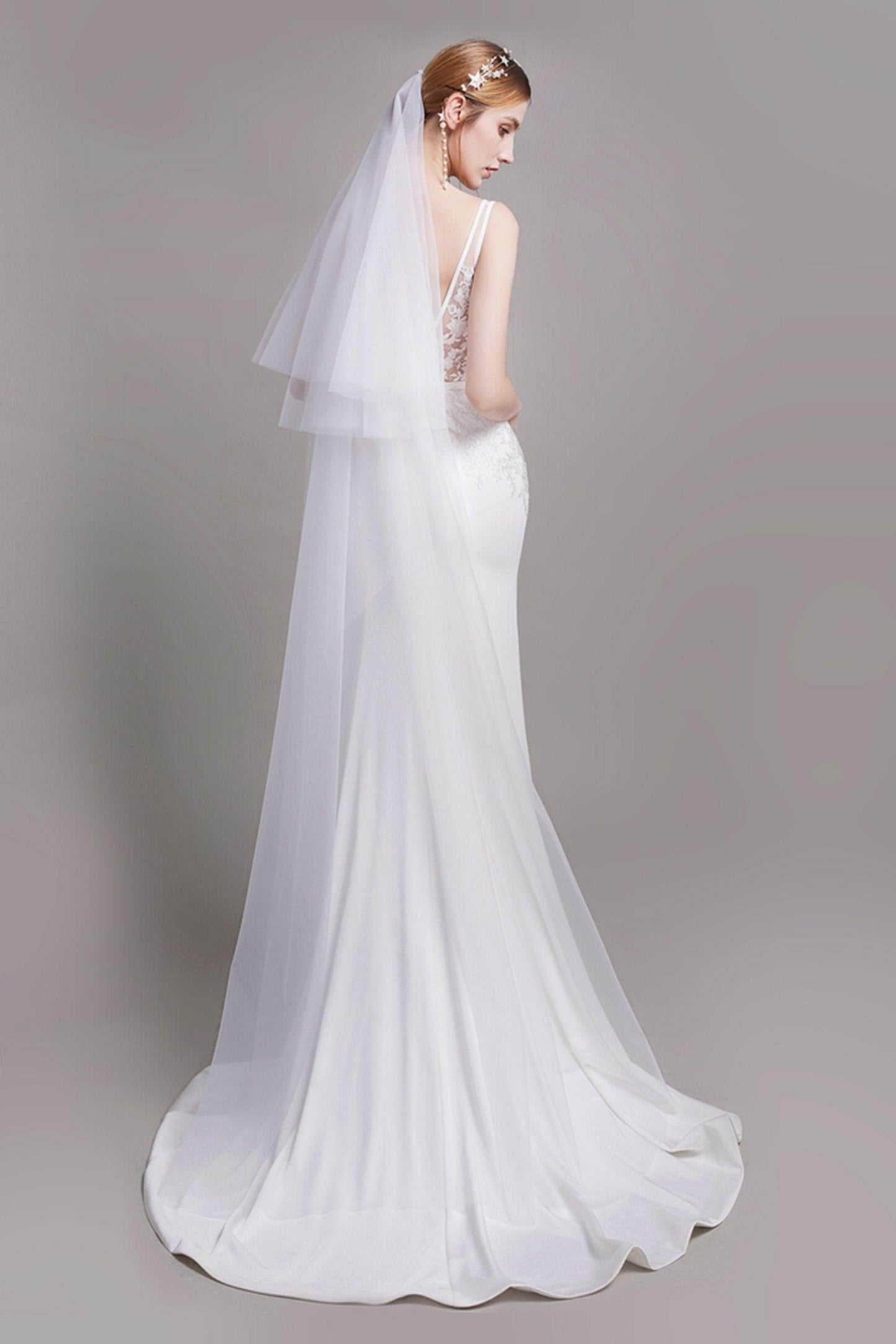 Mermaid Sweep Train Lace Stretch Satin Wedding Dress CW2762 - COCOMELODY