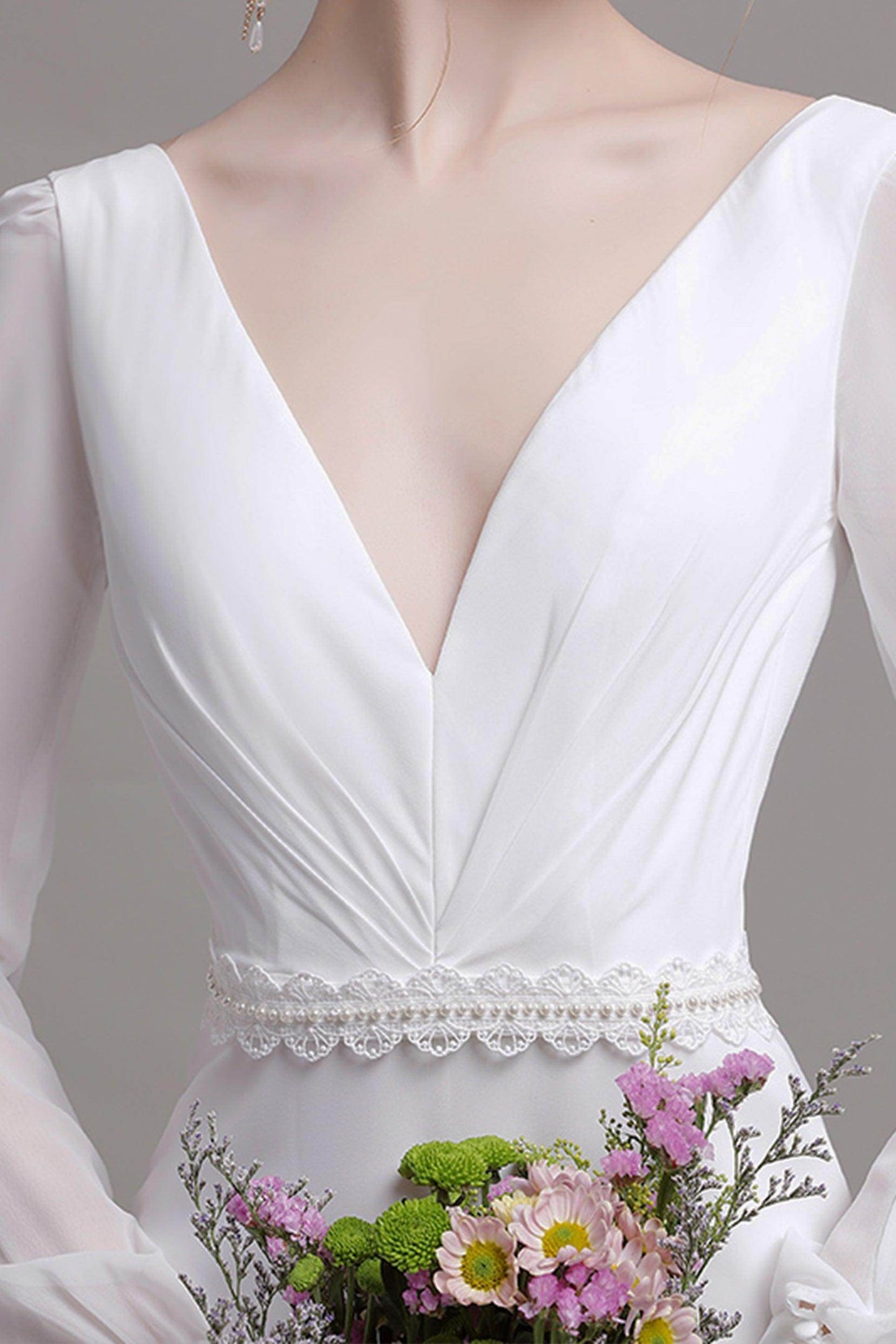 Trumpet Sweep-Brush Train Elastic Cloth Wedding Dress CW2764 - COCOMELODY