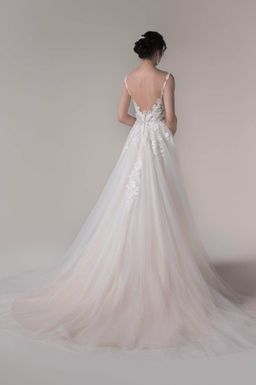 A-Line Court Train Lace Tulle Wedding Dress CW2783 - COCOMELODY