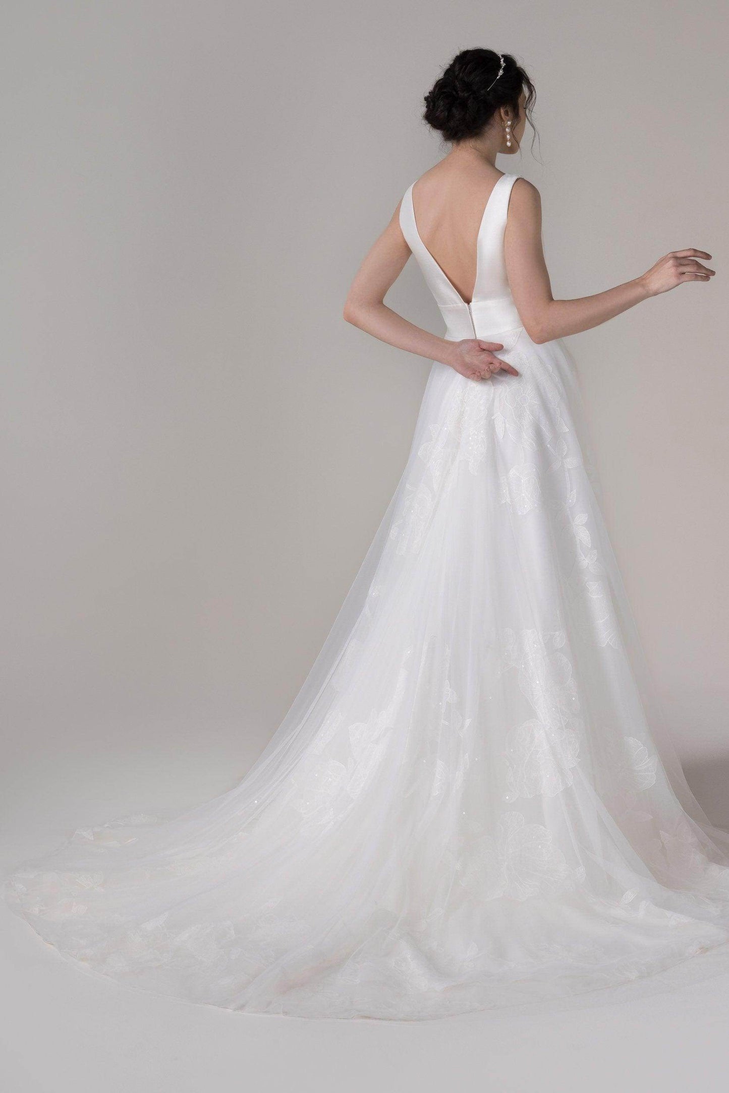 A-Line Court Train Mikado Wedding Dress CW2789 - COCOMELODY