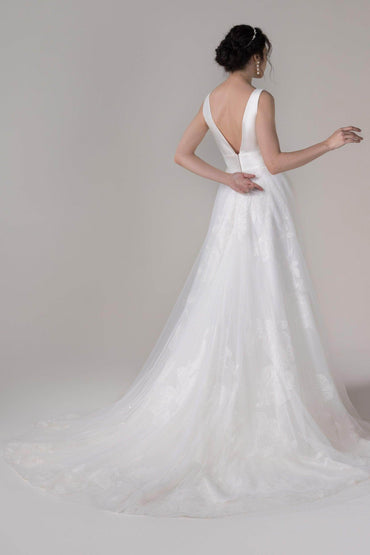 A-Line Court Train Mikado Wedding Dress CW2789 - COCOMELODY