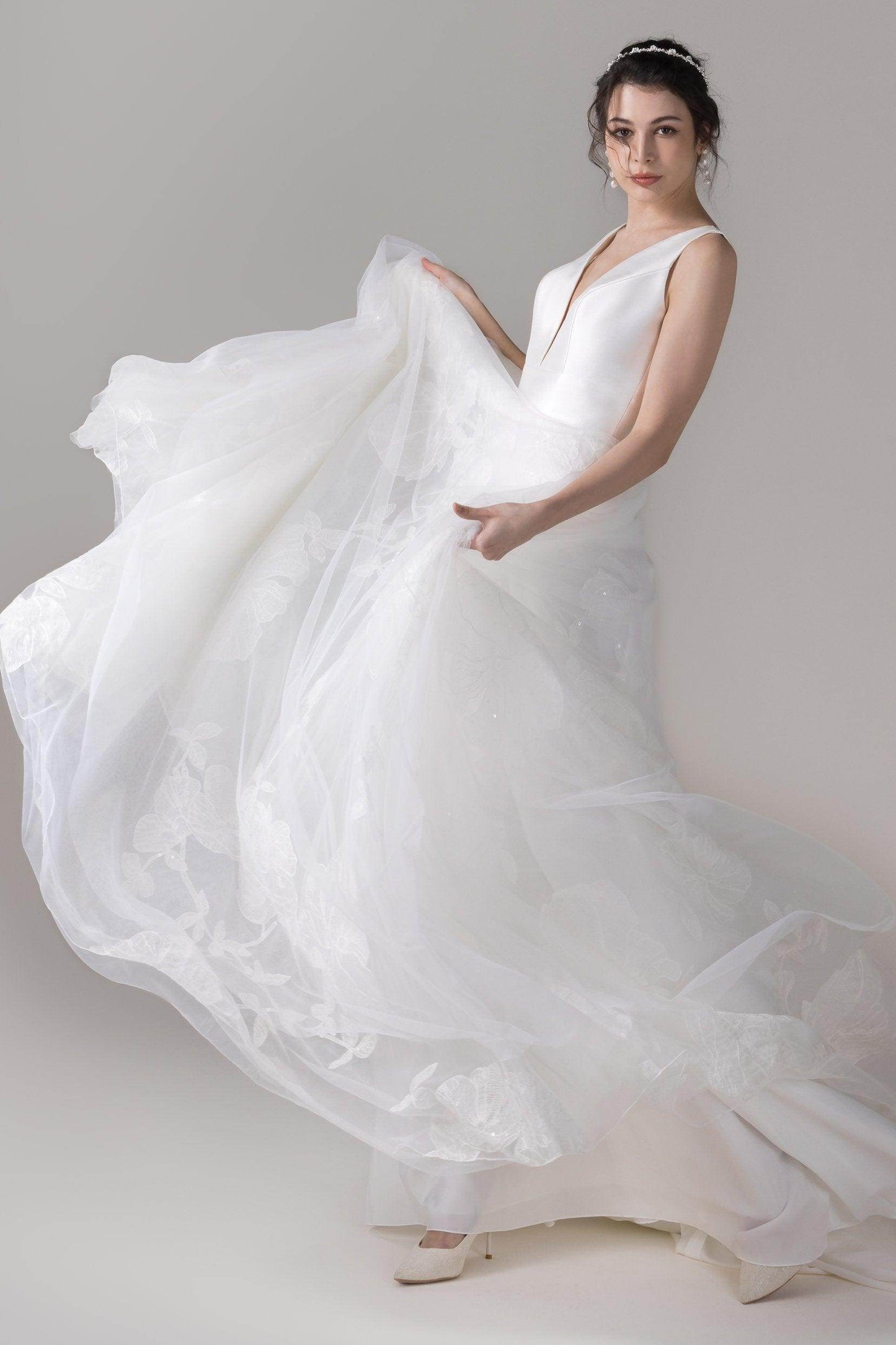 A-Line Court Train Mikado Wedding Dress CW2789 - COCOMELODY