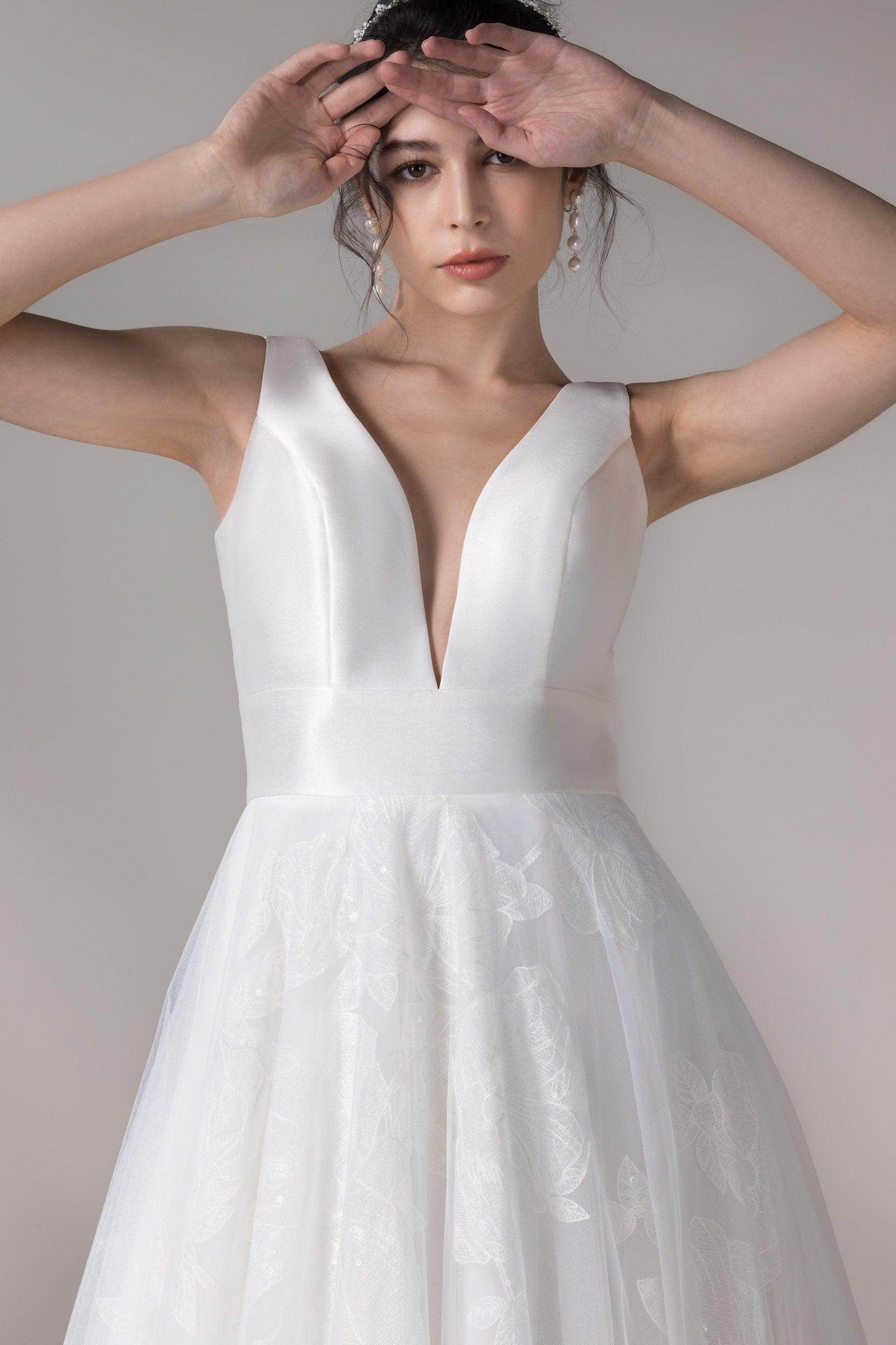 A-Line Court Train Mikado Wedding Dress CW2789 - COCOMELODY