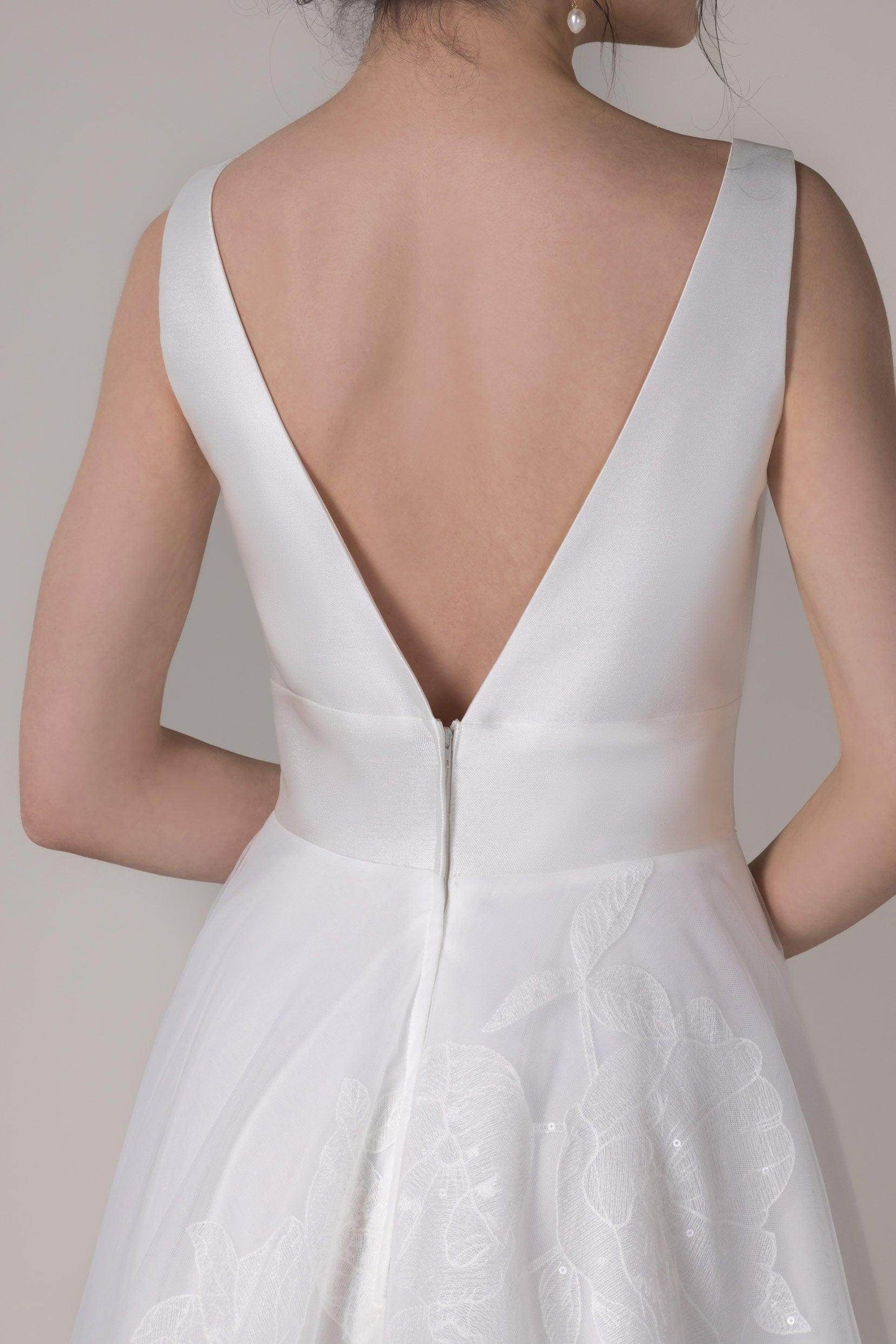 A-Line Court Train Mikado Wedding Dress CW2789 - COCOMELODY