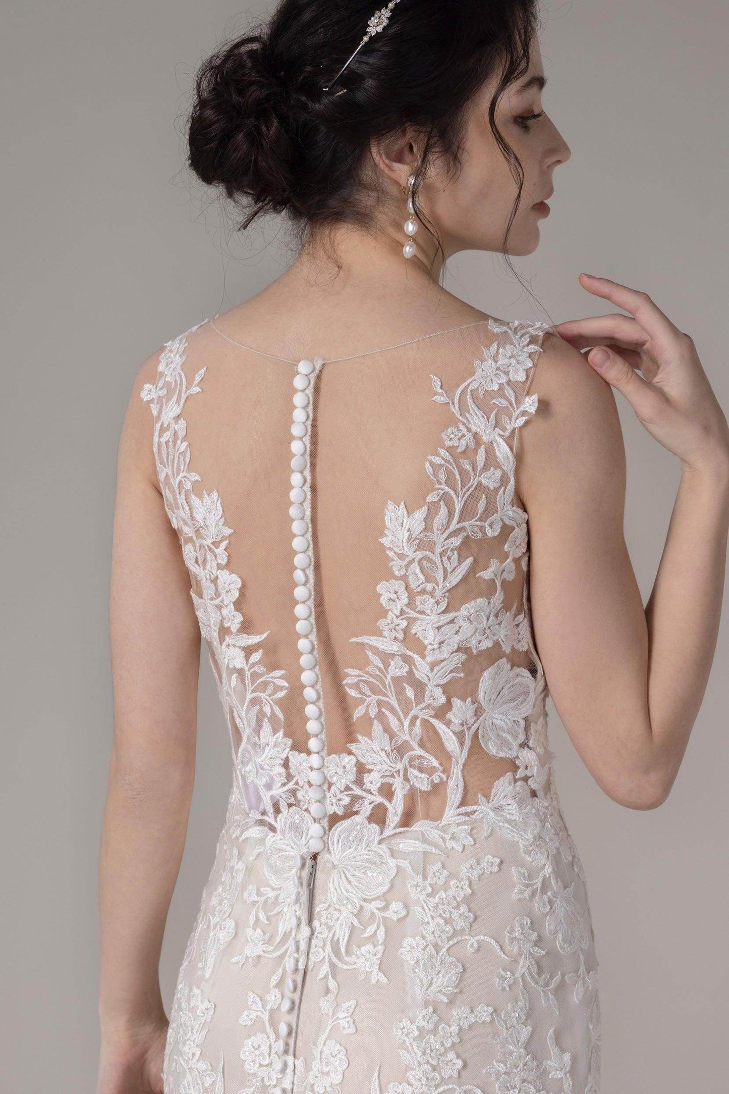 Trumpet-Mermaid Court Train Lace Tulle Wedding Dress CW2795 - COCOMELODY