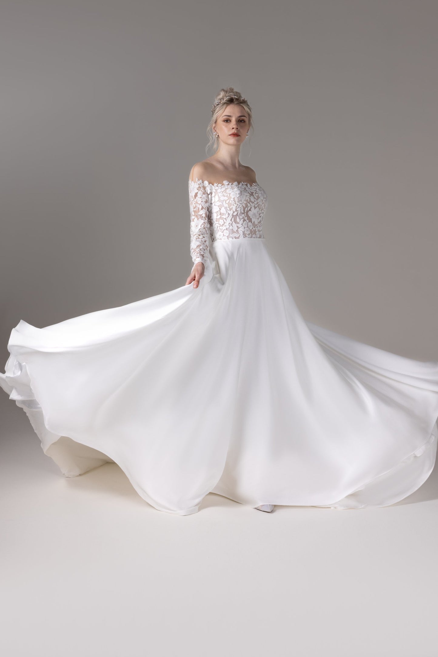 A-Line Court Train Lace Wedding Dress CW2799