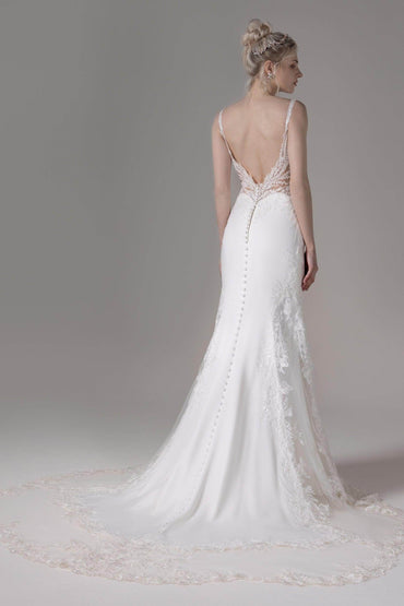 Trumpet-Mermaid Chapel Train Lace Wedding Dress CW2801 - COCOMELODY