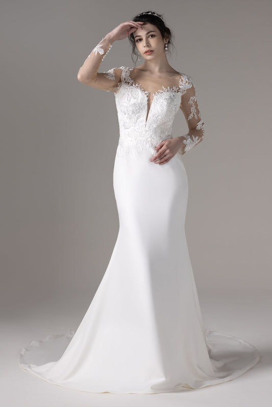 Trumpet-Mermaid Chapel Train Lace Wedding Dress CW2802