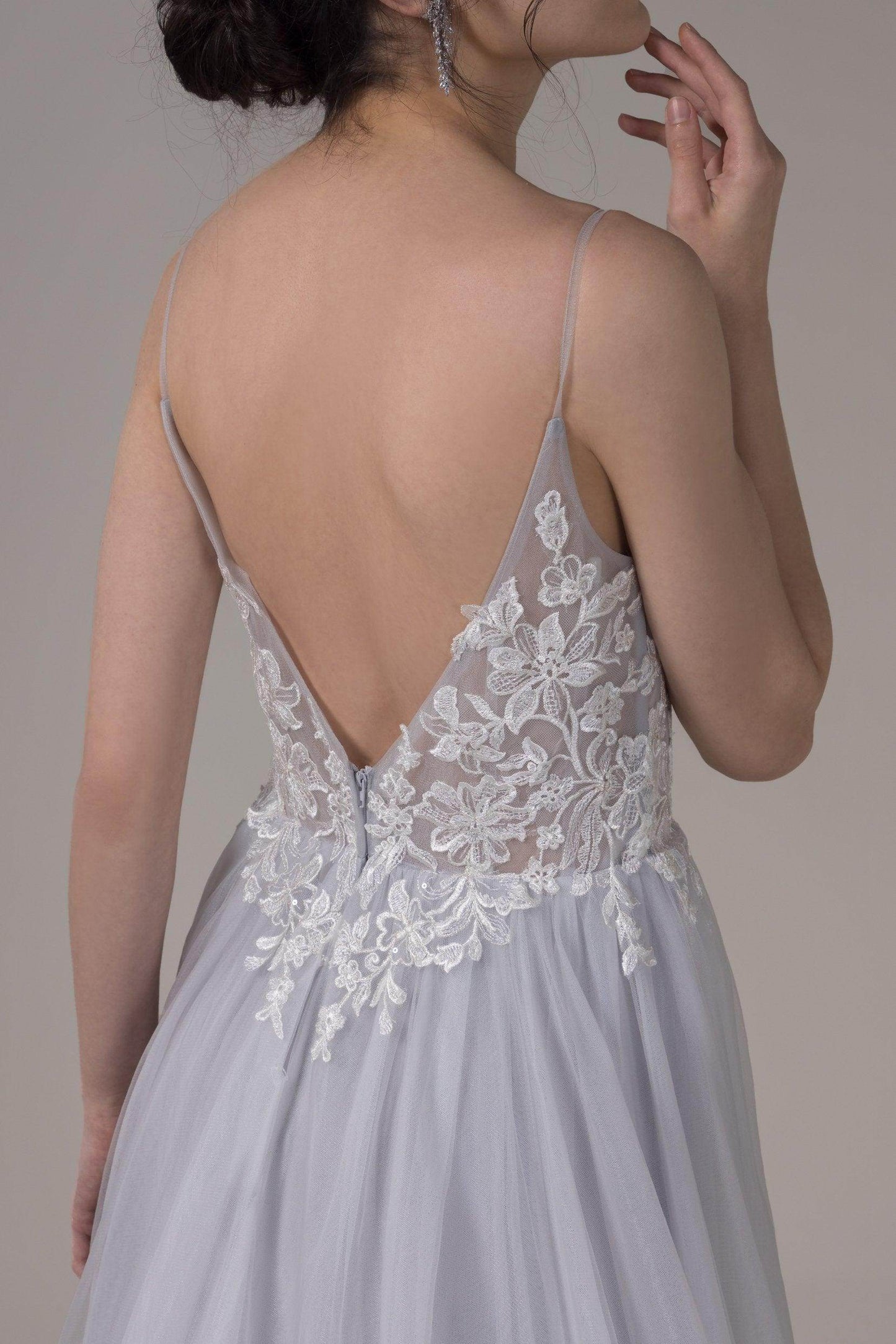 A-Line Chapel Train Lace Tulle Wedding Dress CW2807 - COCOMELODY