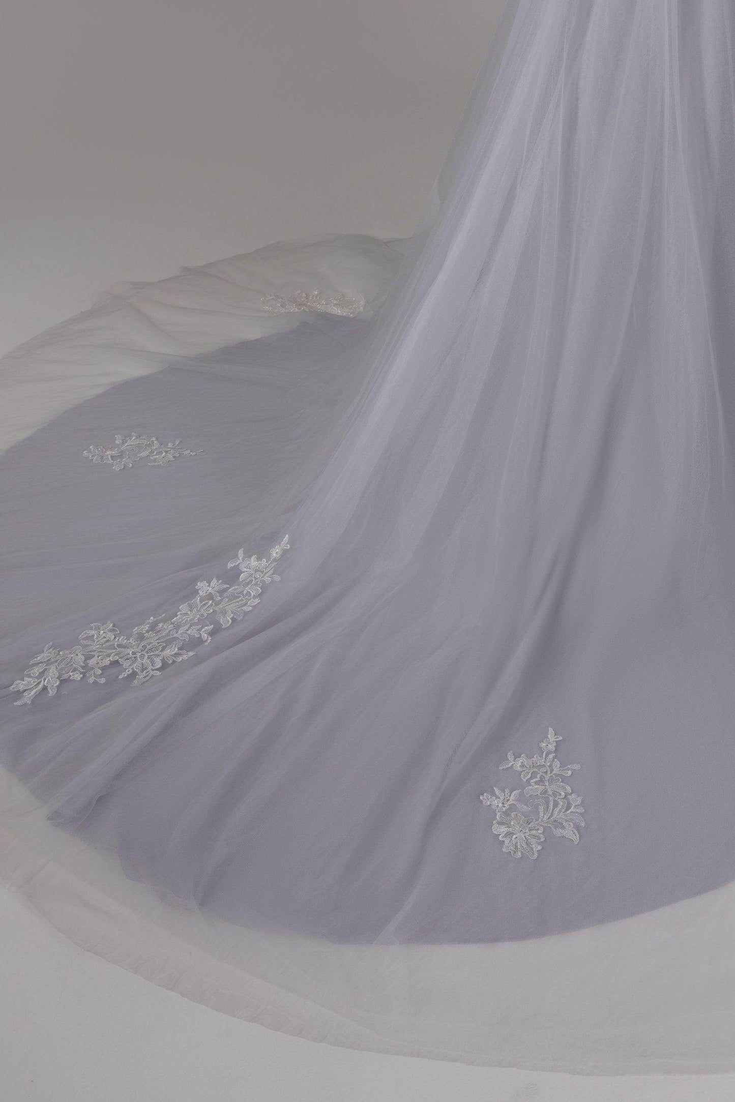 A-Line Chapel Train Lace Tulle Wedding Dress CW2807 - COCOMELODY