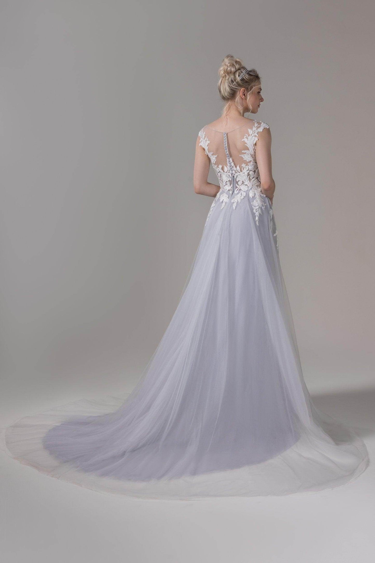 A-Line Court Train Lace Tulle Wedding Dress CW2811 - COCOMELODY