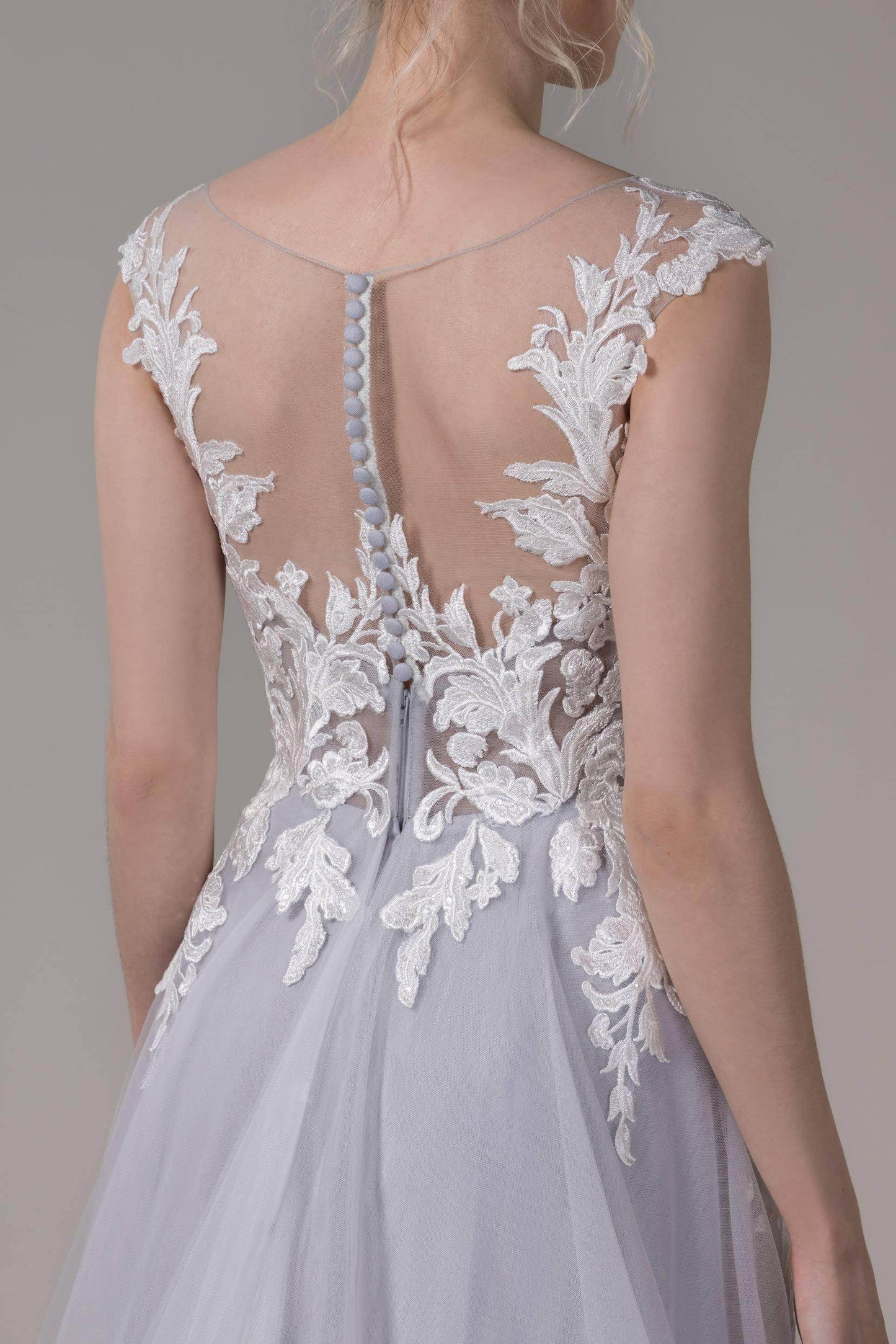 A-Line Court Train Lace Tulle Wedding Dress CW2811 - COCOMELODY