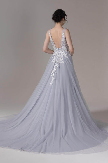 A-Line Court Train Lace Tulle Wedding Dress CW2813 - COCOMELODY