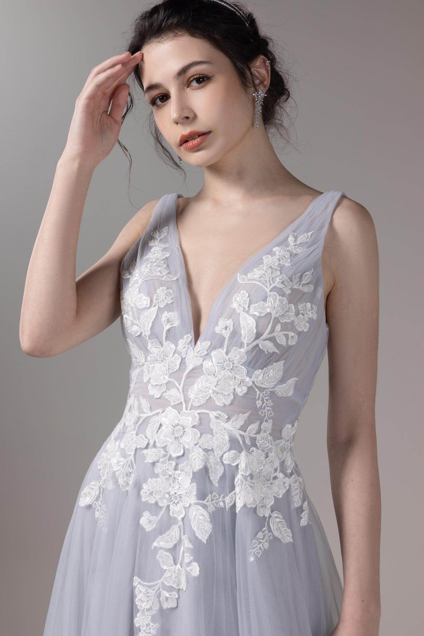 A-Line Court Train Lace Tulle Wedding Dress CW2813 - COCOMELODY