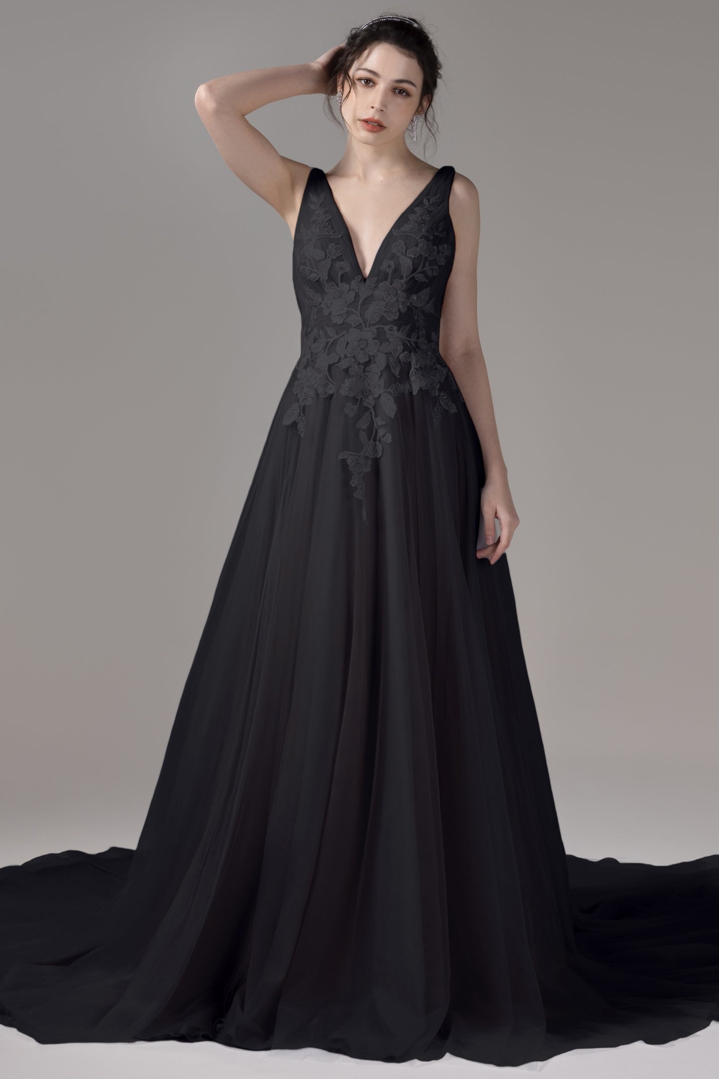 A-Line Court Train Lace Tulle Wedding Dress CW2813