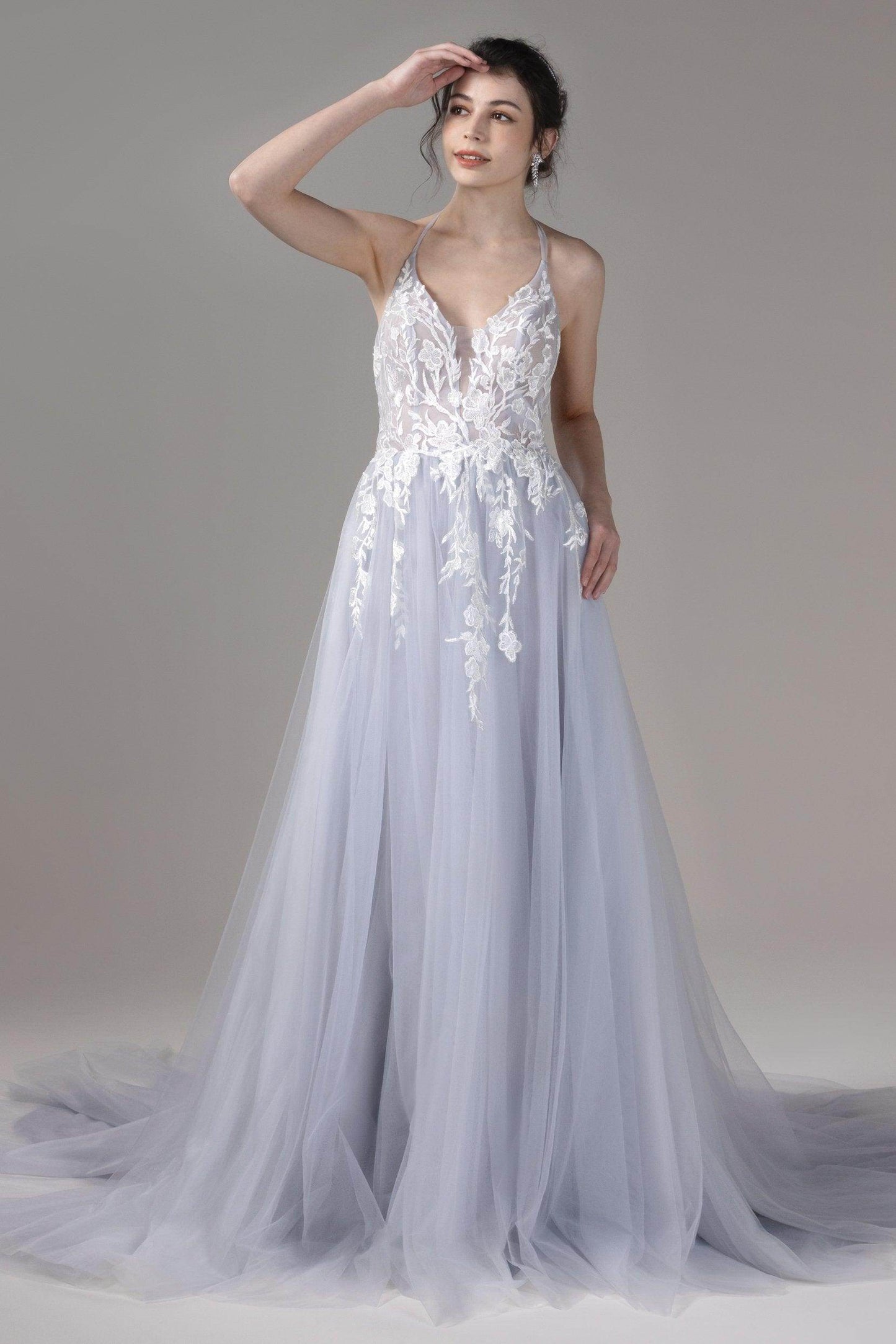 A-Line Court Train Lace Tulle Wedding Dress CW2814 - COCOMELODY