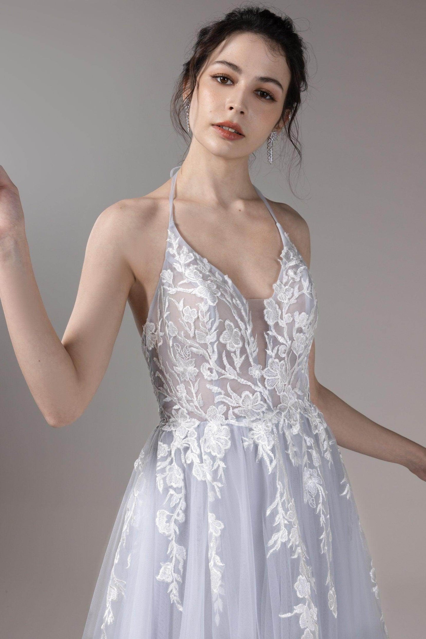 A-Line Court Train Lace Tulle Wedding Dress CW2814 - COCOMELODY