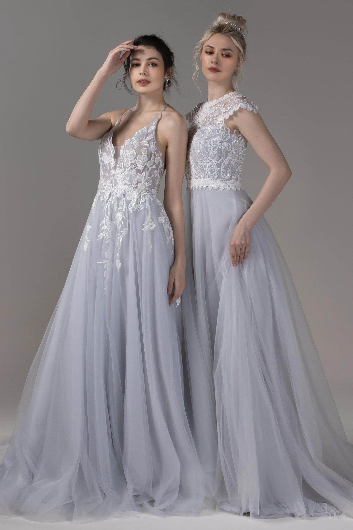 A-Line Court Train Lace Tulle Wedding Dress CW2814 - COCOMELODY