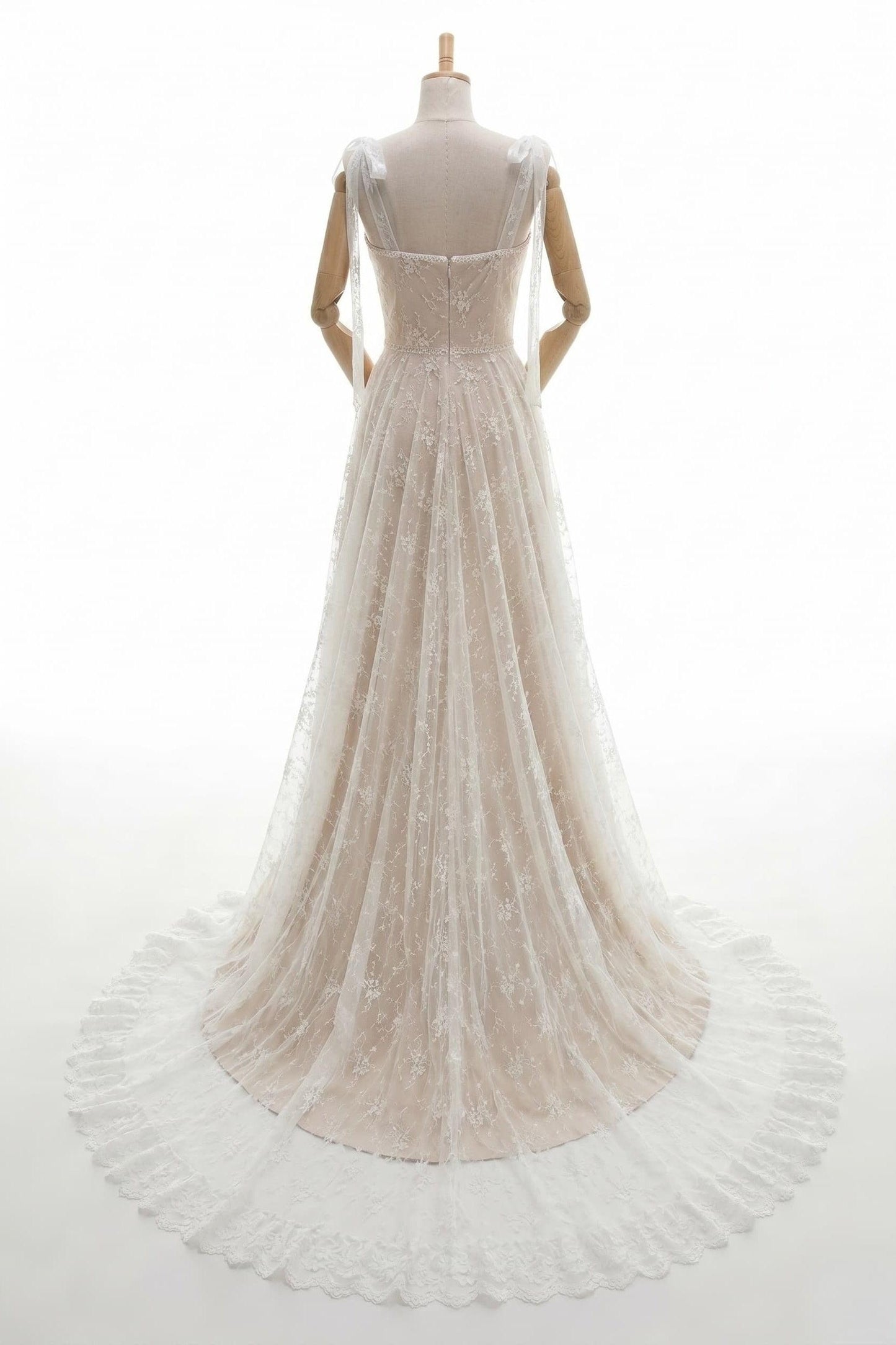 A-Line Sweep-Brush Train Lace Wedding Dress CW3023