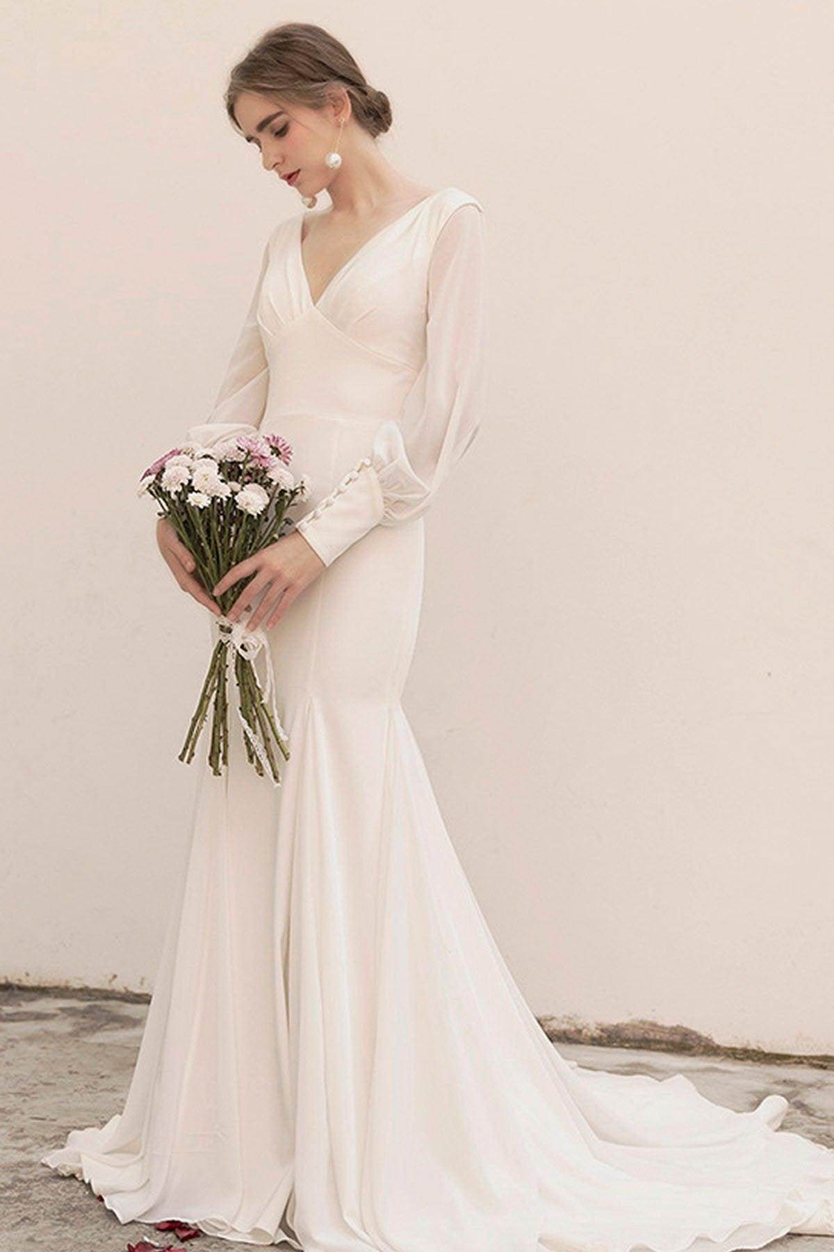 Sweep Train Elastic Cloth Chiffon Mermaid Wedding Dress COCOMELODY CW3038, 20 Days / Ivory / US8-UK10-EUR38 Sweep Train Elastic Cloth Chiffon Mermaid Wedding Dress COCOMELODY CW3038, 20 Days / Ivory / US8-UK10-EUR38