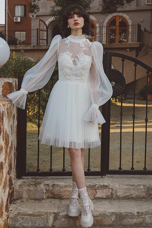 Sheath Knee Length Crushed Material Wedding Dress CW3050