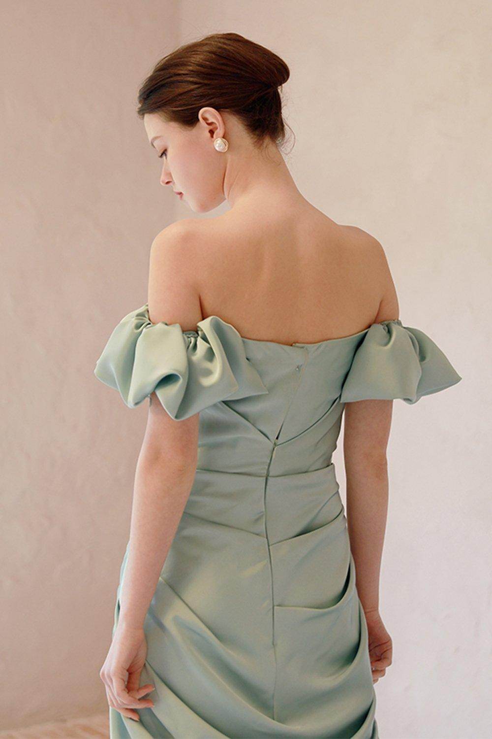 Sheath-Column Sweep-Brush Train Satin Wedding Dress CW3066 - COCOMELODY
