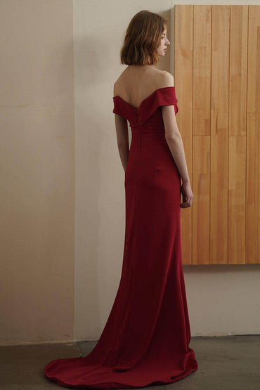 Trumpet-Mermaid Sweep-Brush Train Satin Wedding Dress CW3072 - COCOMELODY