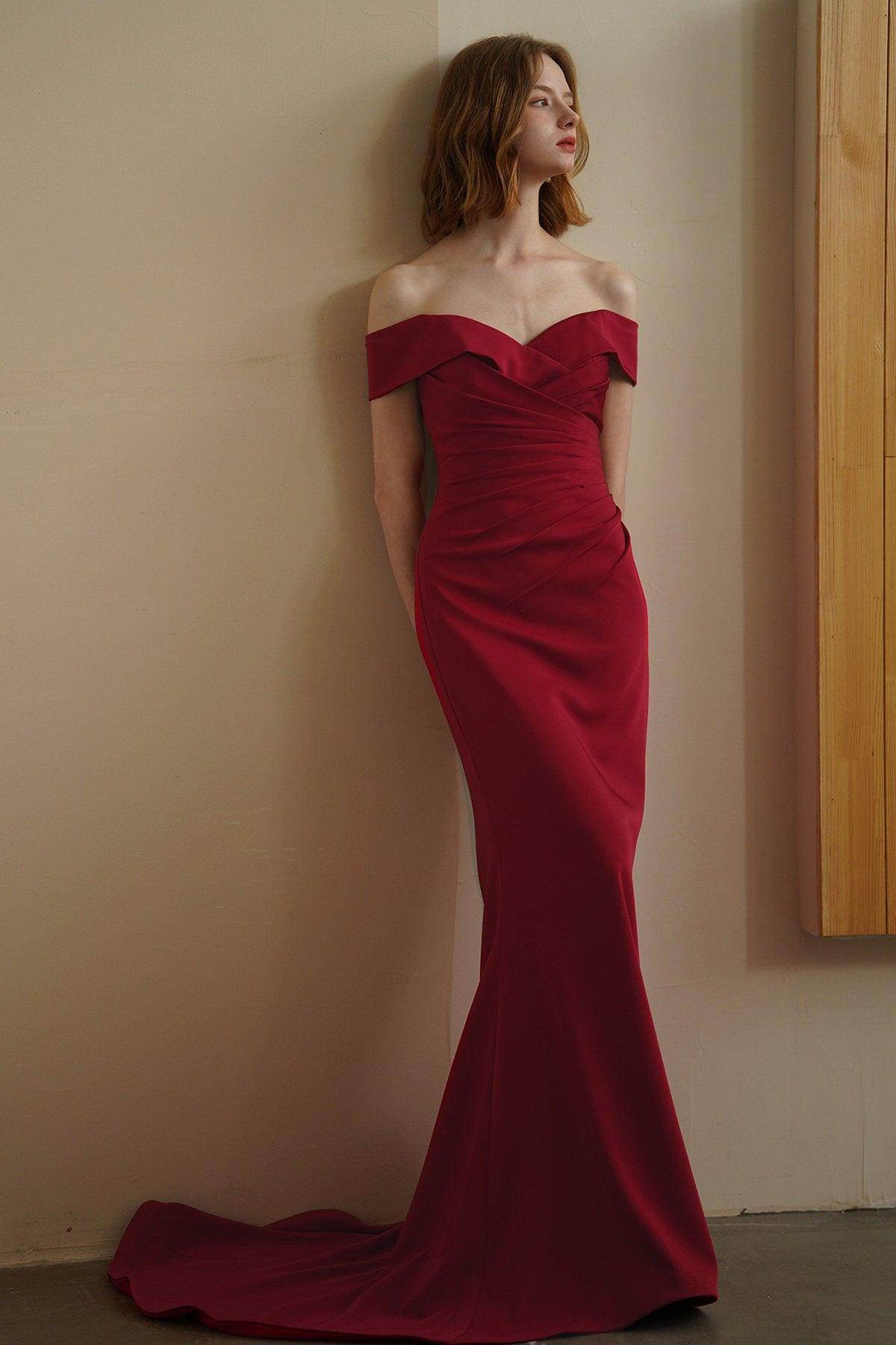 Trumpet-Mermaid Sweep-Brush Train Satin Wedding Dress CW3072 - COCOMELODY