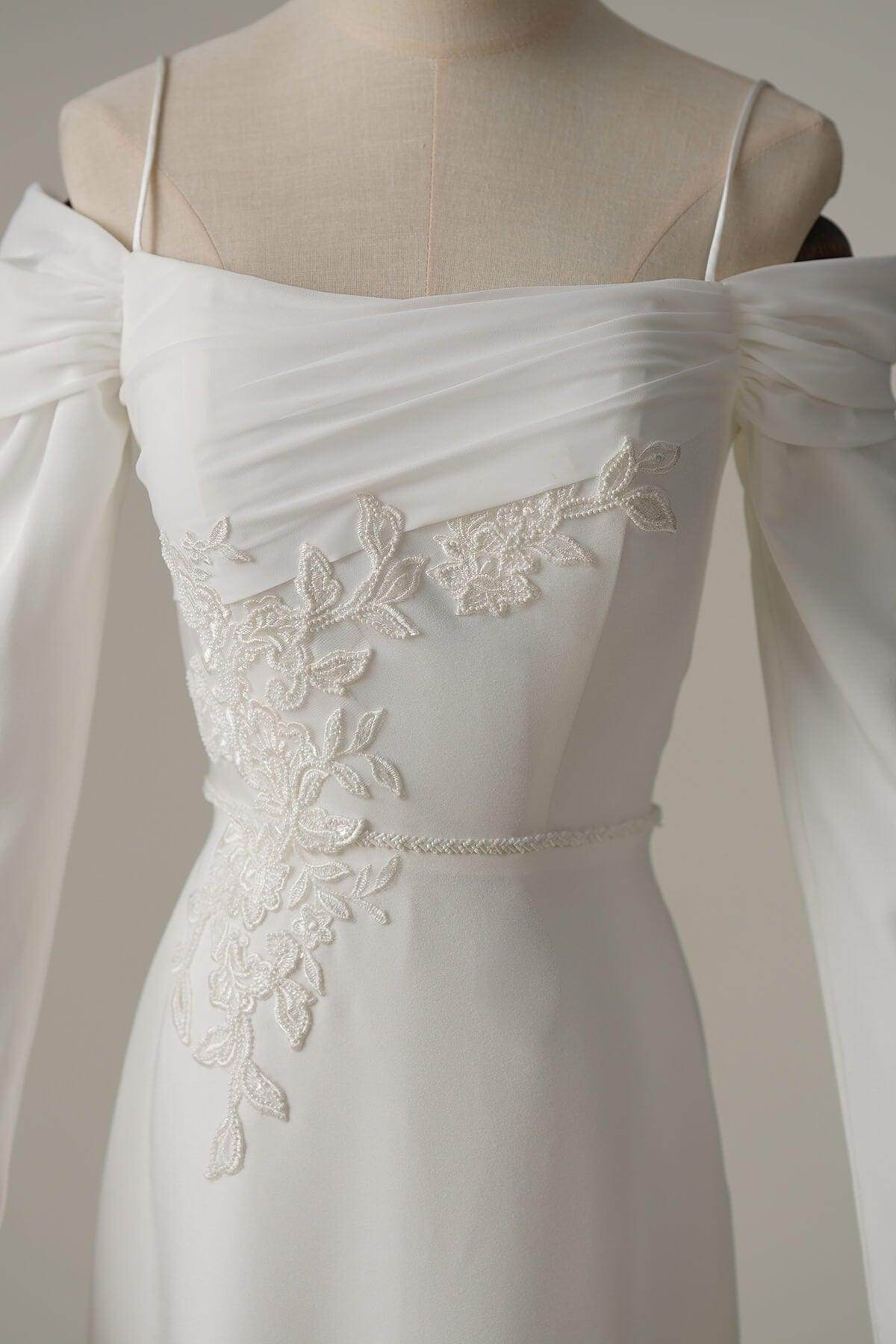 Trumpet-Mermaid Court Train Satin Wedding Dress CW3088 - COCOMELODY