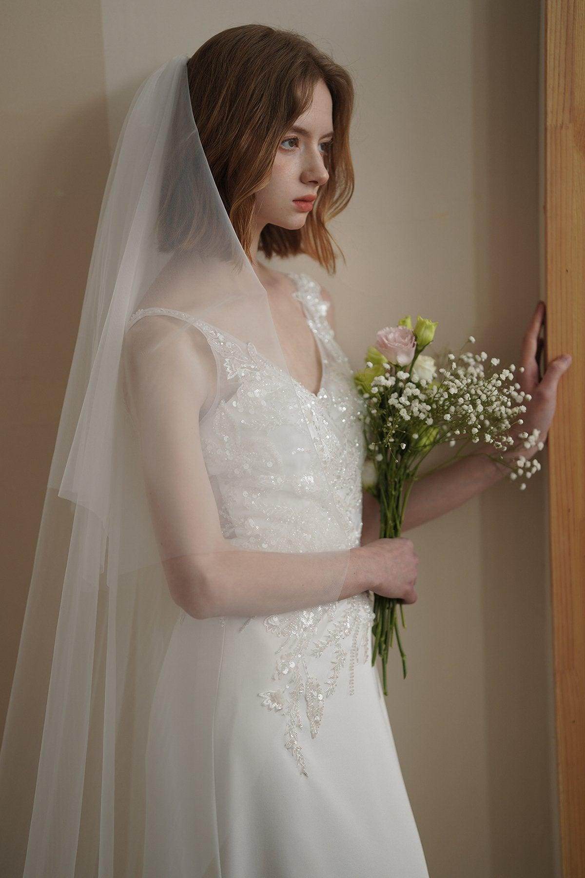 Trumpet-Mermaid Court Train Lace Satin Wedding Dress CW3089 - COCOMELODY